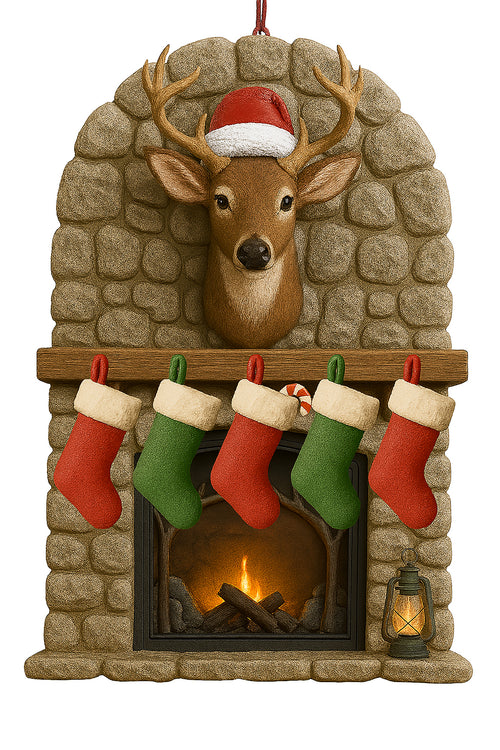 Deer Head Fireplace